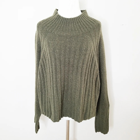 NWT Topshop Green Funnel Neck Ribbed Knit Sweater 14 - Picture 9 of 9